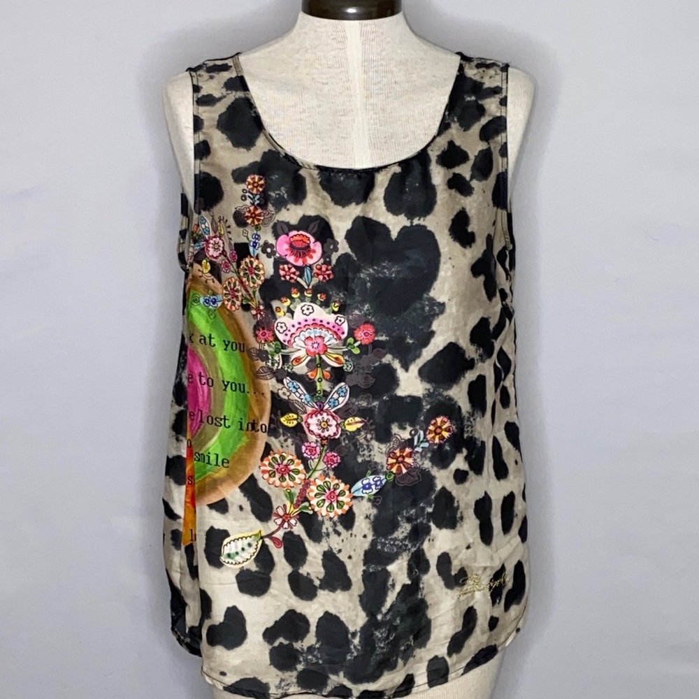 Desigual Floral & Animal Print Tank Exposed Zipper